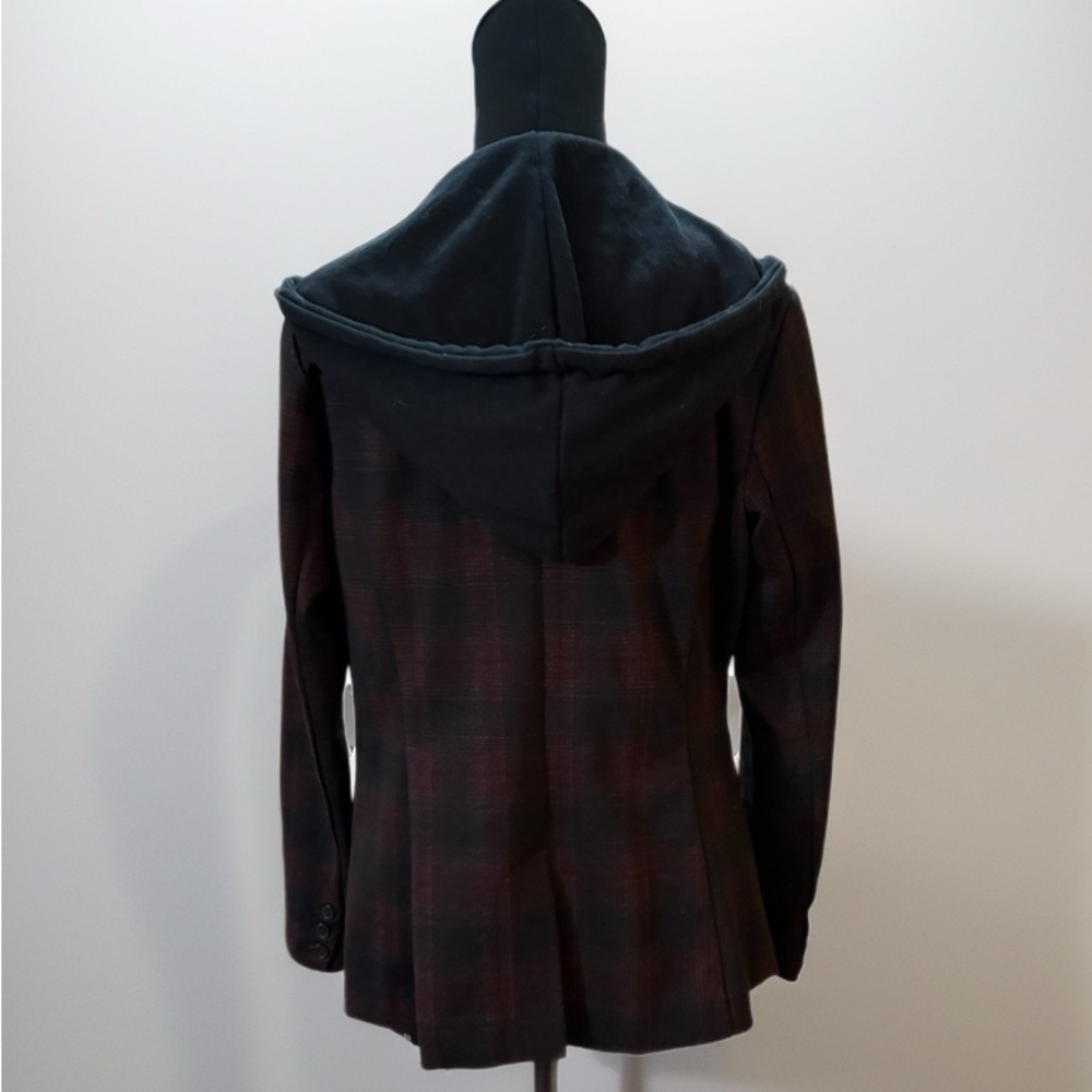 Liverpool Women's Burgundy Plaid Blazer with Hoodie - Picture 3 of 7
